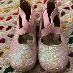 Pink glitter ballerina flats